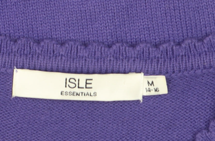 Isle Essentials Women's Purple Cable Knit Jumper Size 14 Regular Fit