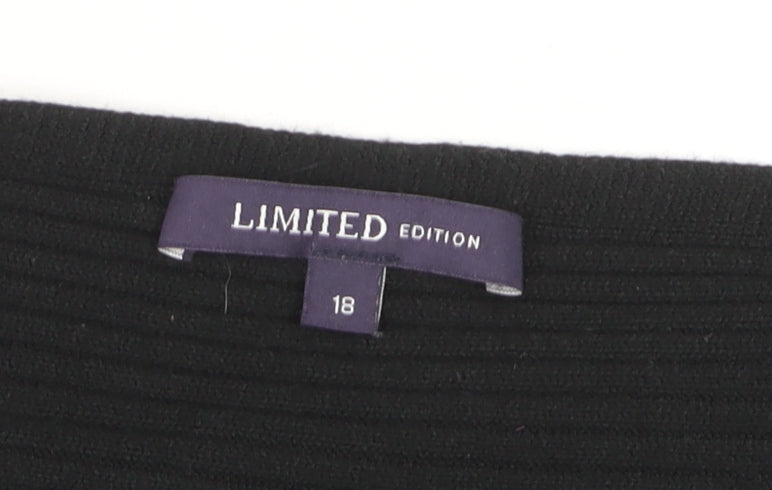 Marks and Spencer Women’s Black V-Neck Rib Knit Jumper Size 18
