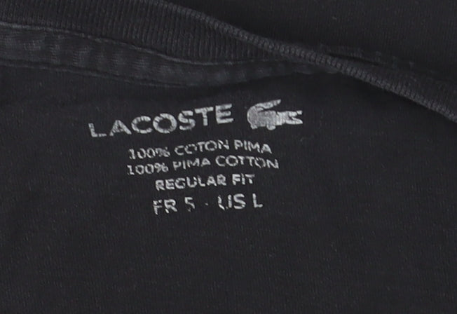 Lacoste Women's Black Cotton Regular Fit T-Shirt Size L