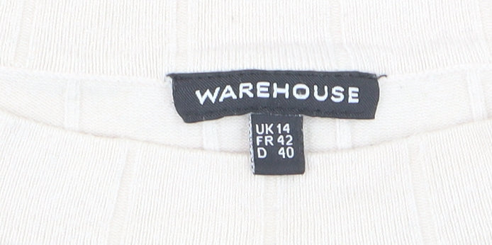 Warehouse Women Ivory Size 14 Mock Neck Long Sleeve Pullover Jumper