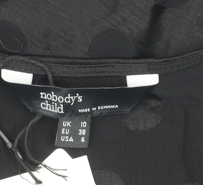 Nobody's Child Women's Black Polka Dot Wrap Mini Dress Size 10