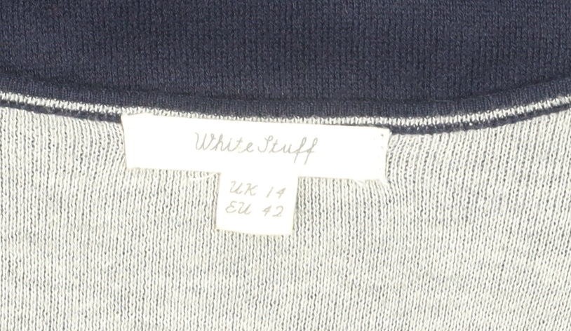 White Stuff Women's Blue V-Neck Knit Sweater Dress Size 14
