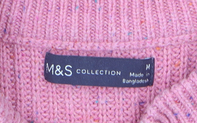 Marks & Spencer Womens Pink Cable Knit Crew Neck Jumper M