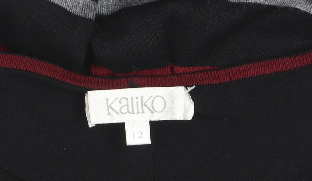 Kaliko Women Black Striped Fit & Flare Knit Dress Size 12