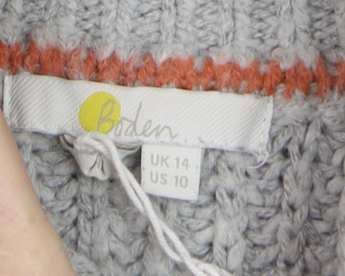 Boden Womens Grey Roll Neck Wool Jumper UK 14 Classic Knit Winter