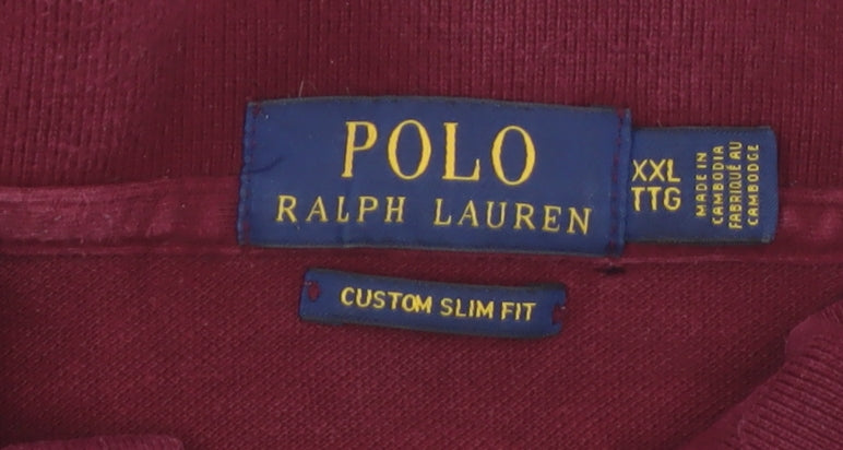 Ralph Lauren Men’s Red Custom Slim Fit Polo Shirt 2XL