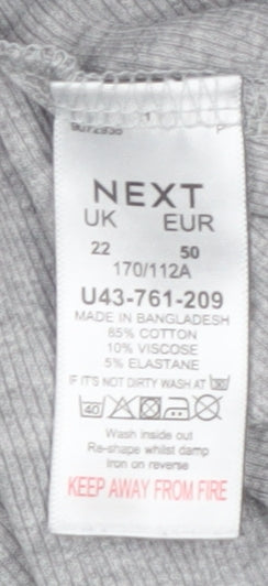 Next Women’s Grey Long Sleeve Roll Neck Cotton Jersey Top Size 22