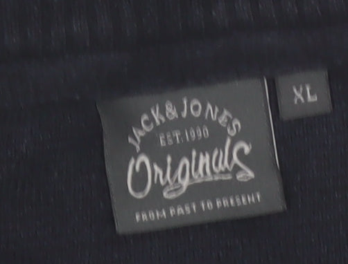 Jack & Jones Men's Black XL Cotton Crew Neck Jumper
