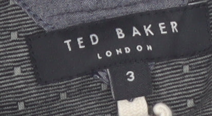 Ted Baker Men's Grey Geometric Cotton Polo Shirt Size M