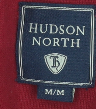 Hudson North Men's Red Cotton Cable-Knit Half Zip Jumper M