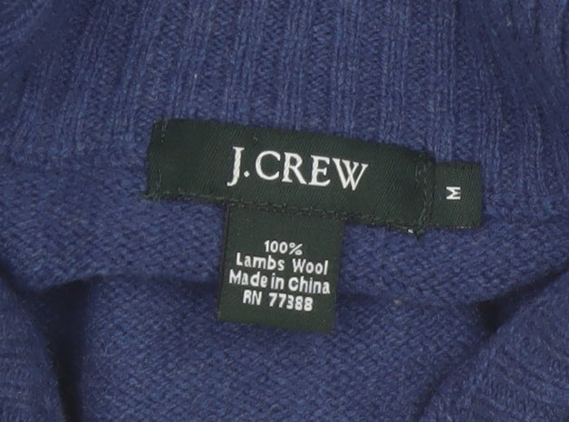 J.Crew Men's Blue Lambswool 1/2 Zip Jumper Size M Classic Fit