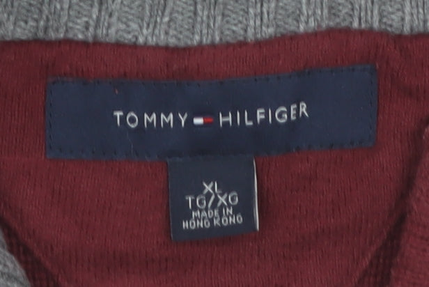 Tommy Hilfiger Men's Red Cotton Full Zip Jumper XL