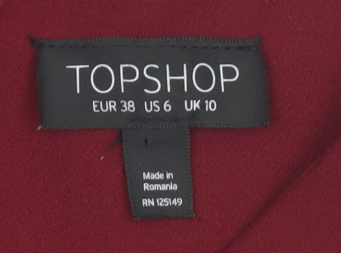 Topshop Women Red Short Sleeve Shift Dress Size 10