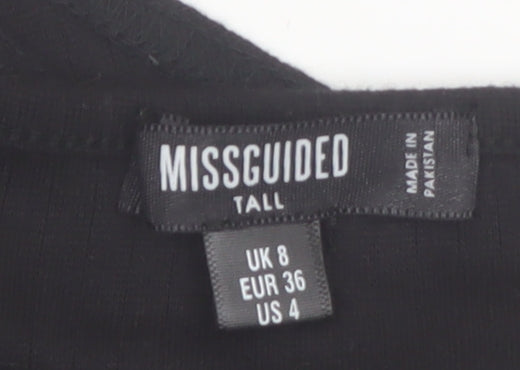 Missguided Tall Women's Black Long Sleeve Button Bodysuit Size 8