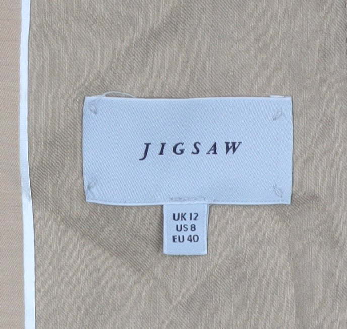 Jigsaw Women Beige Linen Blend Single-Breasted Blazer UK 12