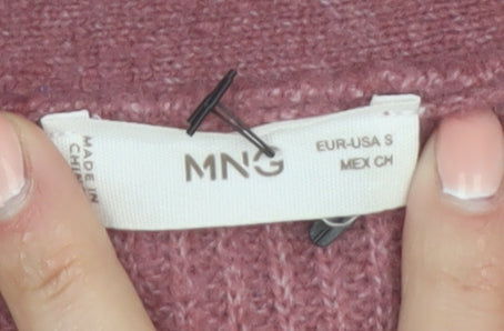 Mango Women's Pink V-Neck Button Knit Cardigan Jumper Size S