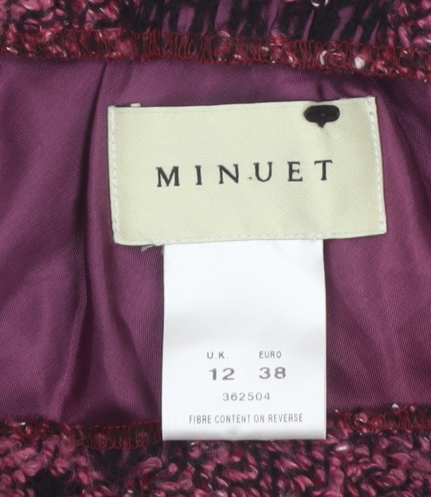 Minuet Womens Purple A-Line Midi Tweed Skirt Size 12