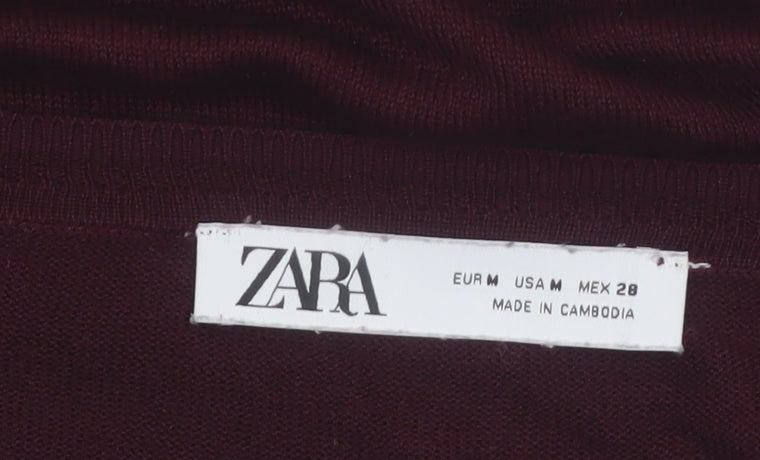 ZARA Women Red Crew Neck Long Sleeve Pullover Jumper Size 12
