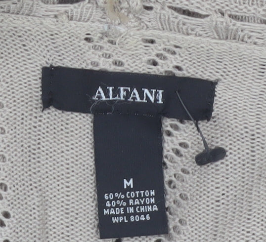 Alfani Women Beige Open-Knit 3/4 Sleeve Cardigan Size M