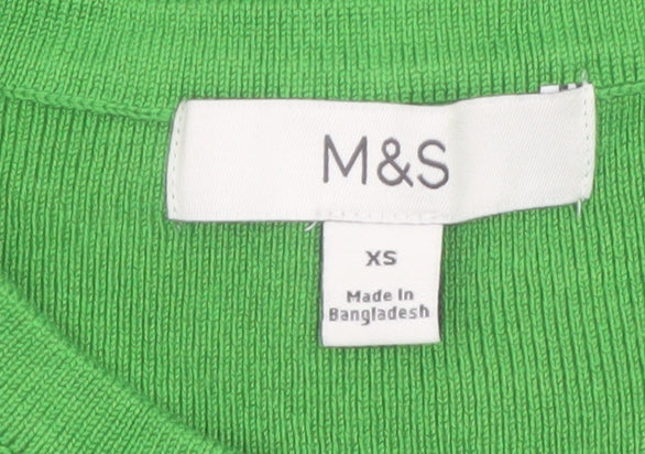 Marks & Spencer Women's Green XS Button-Up Knit Top