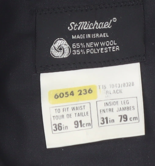 Marks and Spencer St Michael Men’s Black 36x31 Wool Blend Pleated Dress Pants