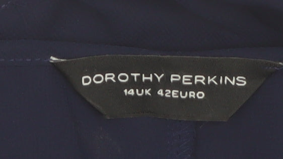 Dorothy Perkins Women's Blue Lace Trim Tunic Blouse Size 14