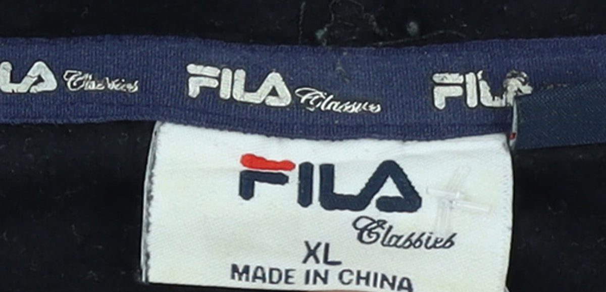 Fila Men’s Black XL Pullover Hoodie Classic Logo Fleece Sweatshirt