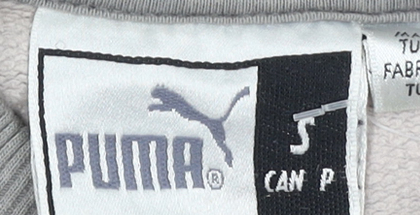 Puma Womens Beige Grey Pullover Sweatshirt Small Logo Crew Neck