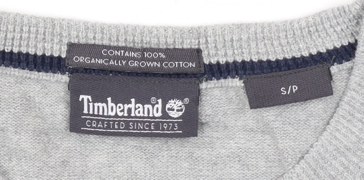 Timberland Men's Grey Cotton Crew Neck Pullover Jumper Size S