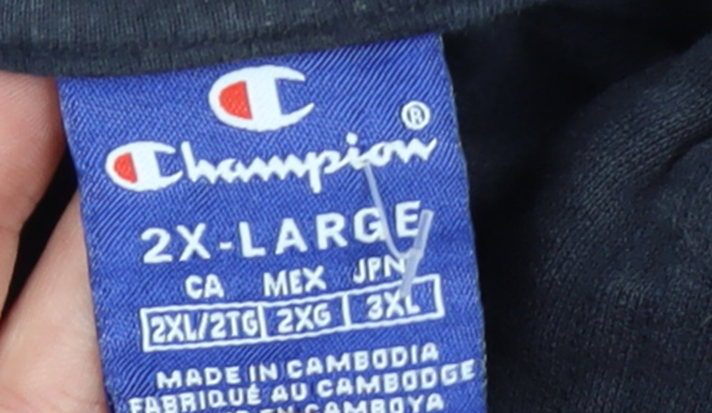 Champion Men’s Blue 2XL Pullover Hoodie Fleece Logo Sweatshirt