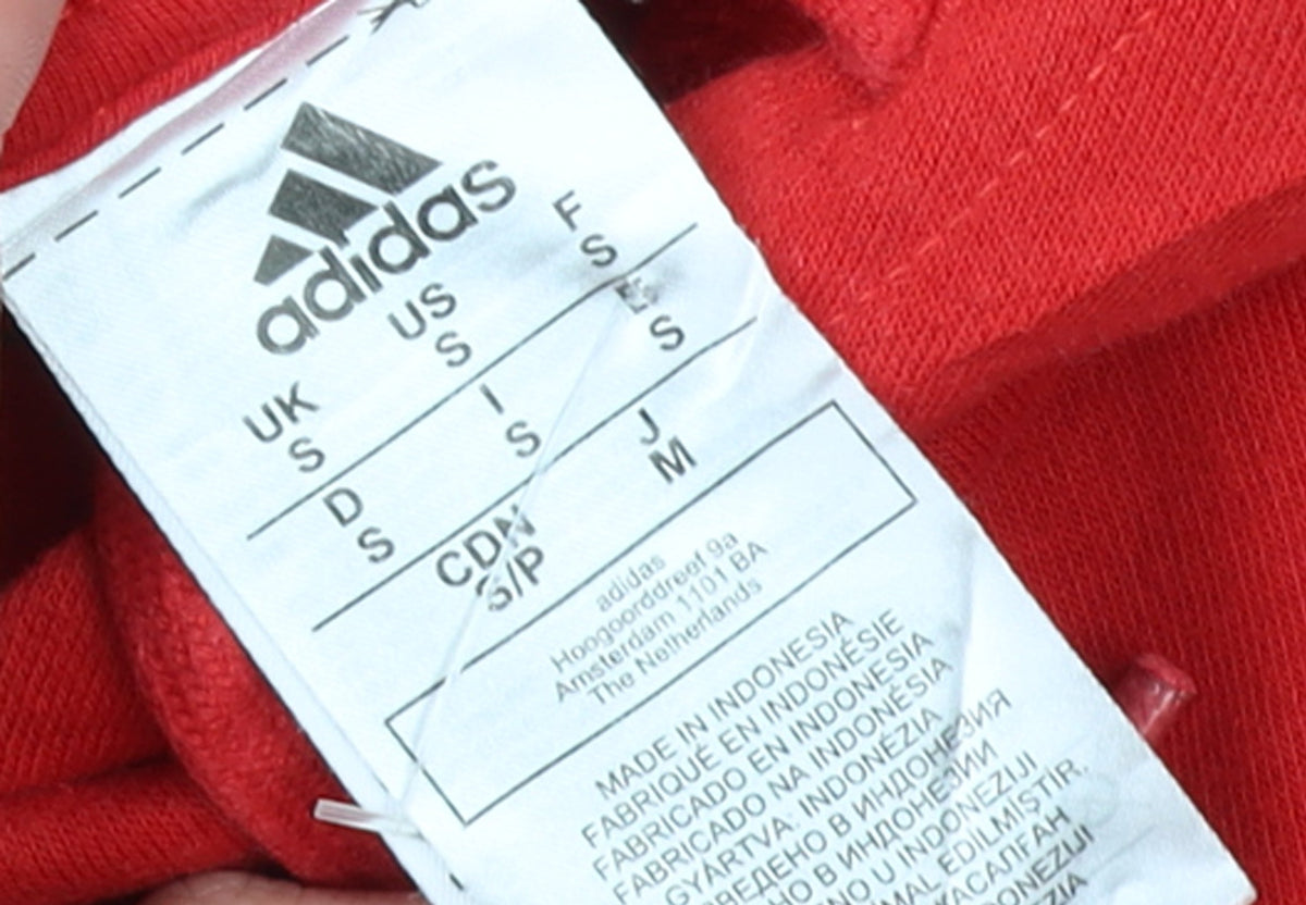 Adidas Men Red Pullover Hoodie Small Regular Fit Sports Fleece