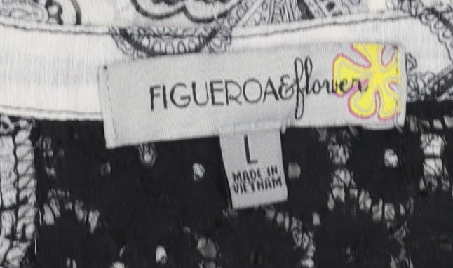 Figueroa & Flower Women’s Black Paisley Sleeveless Tunic Blouse Size L