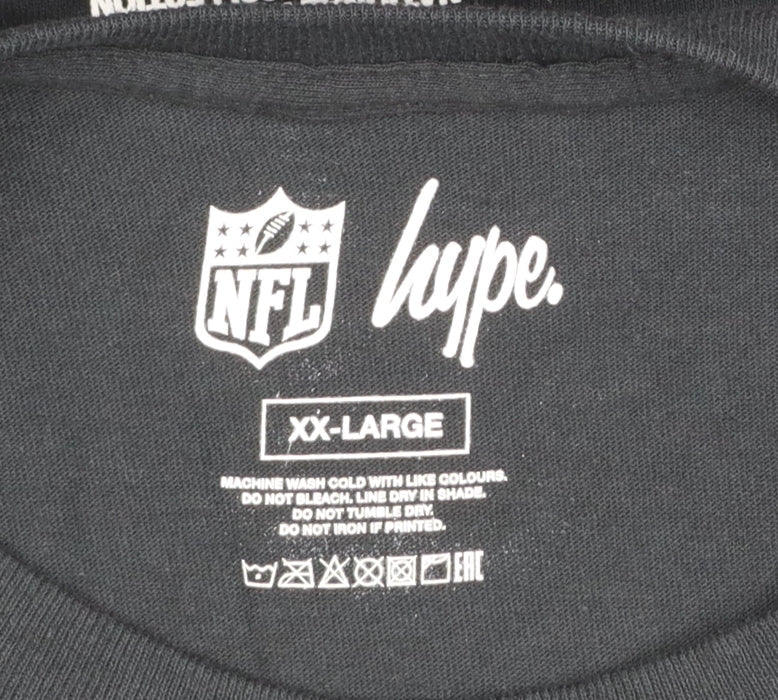 Hype Men’s Black NFL Graphic T-Shirt 2XL Regular Fit Crew Neck