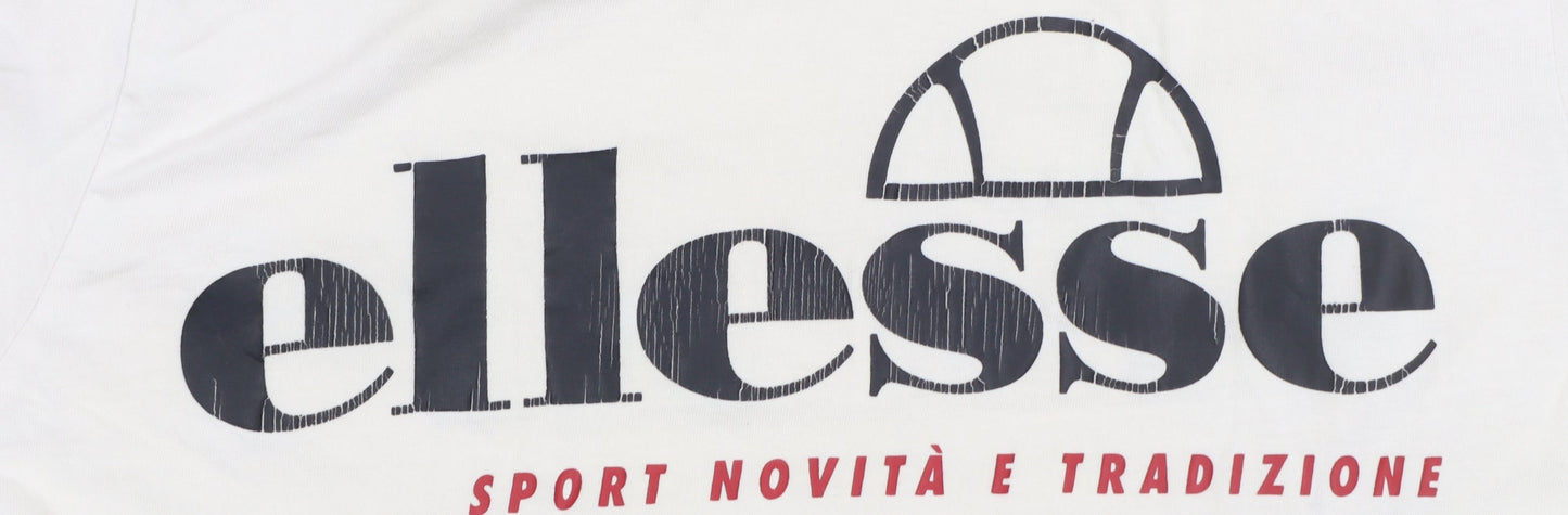 Ellesse Men's Beige Retro Graphic Print Short Sleeve T-Shirt Size S