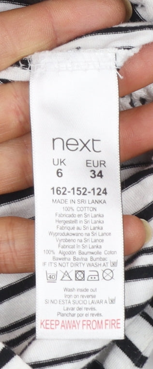 Next Women Black White Striped Cotton Maxi Dress Size 6