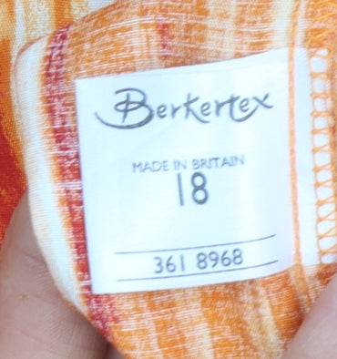 Berkertex Women Orange Striped Viscose Knee Length Skirt Size 18