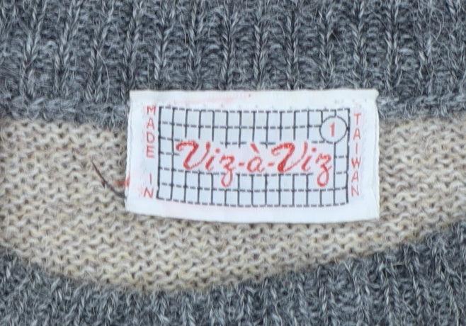 Viz-à-Viz Women Beige Wool Blend Geometric Pullover Jumper S