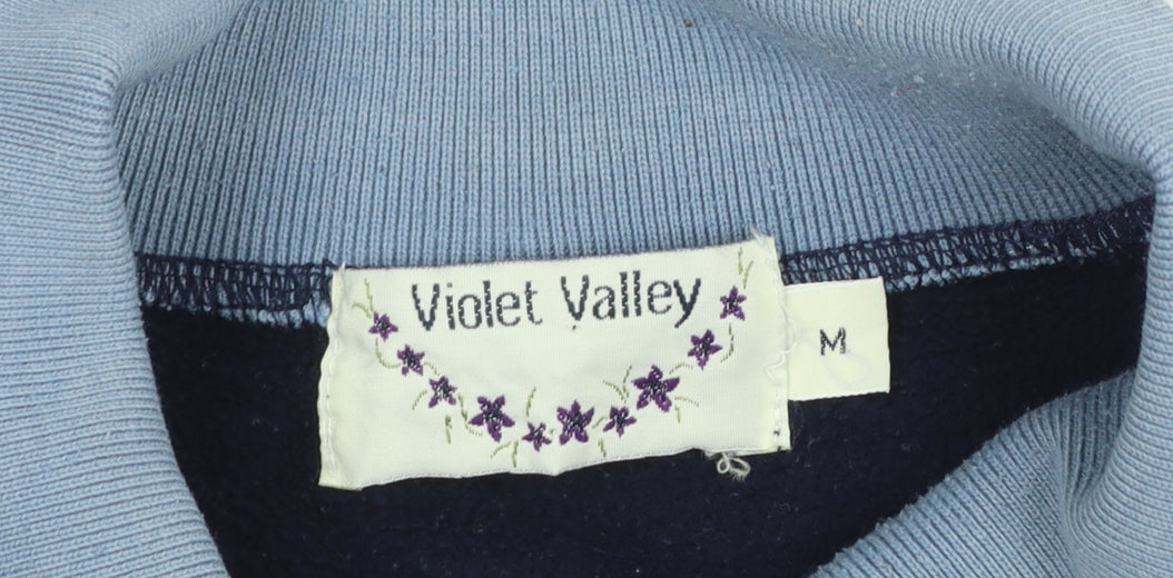 Violet Valley Women's Navy Patchwork Collared Pullover Sweatshirt M