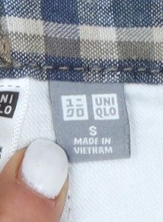 UNIQLO Men's Beige Check Linen Blend Chino Shorts Size S