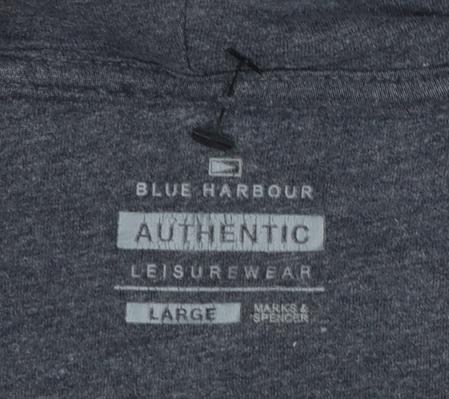 Marks & Spencer Men’s Grey Full Zip Hoodie Large Blue Harbour