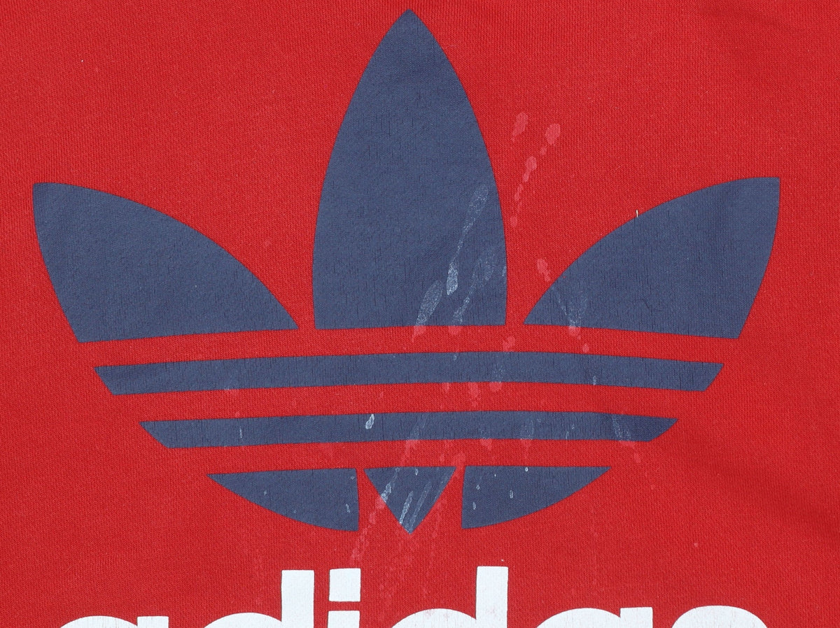 adidas Mens Red Pullover Hoodie M Graphic Logo Fleece Sweatshirt