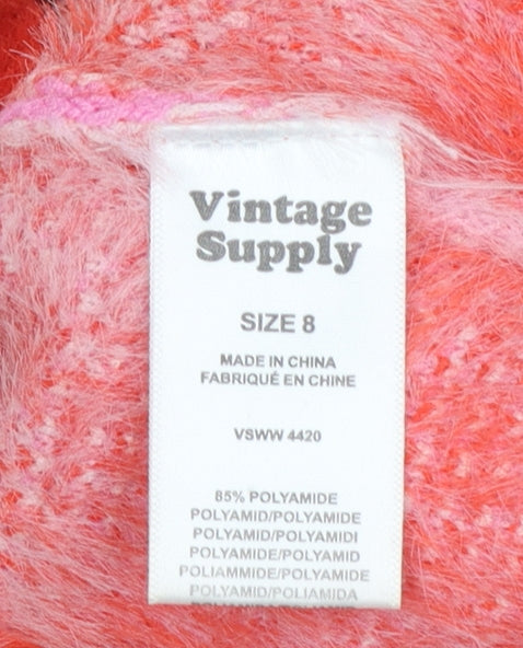 Vintage Supply Women's Red Retro Knit Sleeveless Roll Neck Vest Size 8