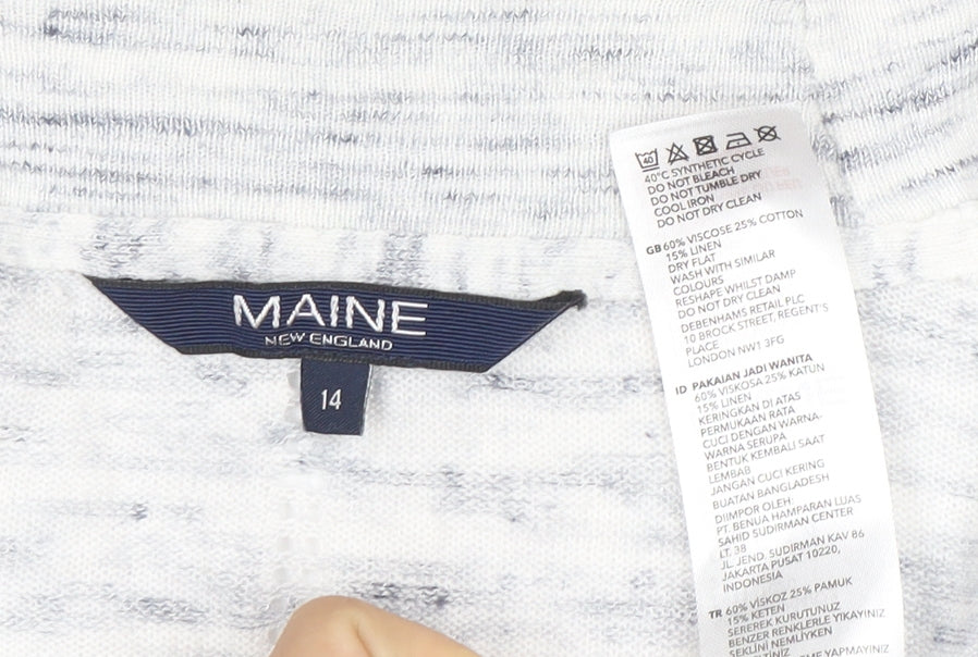 Maine New England Women's White Knit Open Cardigan Size 14