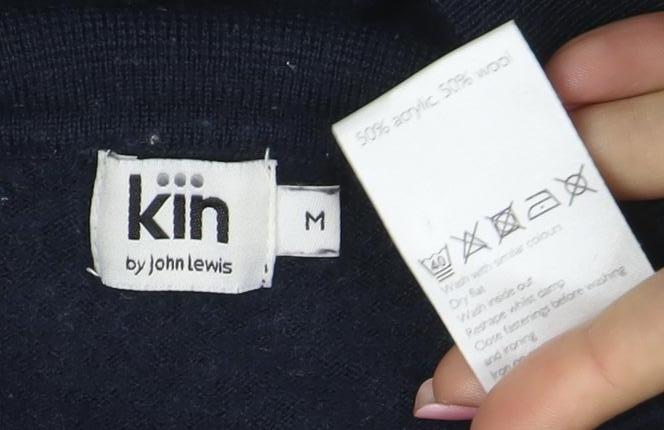 Kin by John Lewis Women's Navy Blue Wool Henley Jumper Size M
