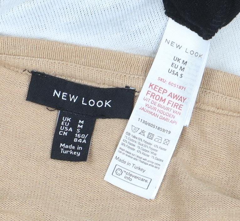 New Look Women Beige Colour Block Twist Front Jumper Size M