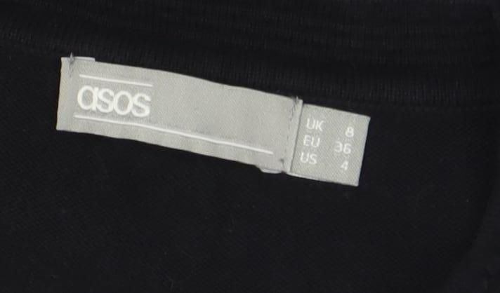 ASOS Women’s Black Knit A-Line Dress Size 8 3/4 Sleeve Crew Neck