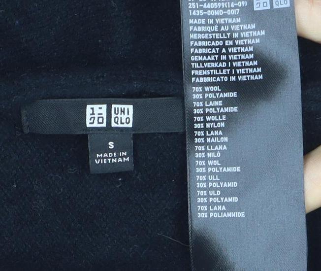 Uniqlo Women's Black Wool Blend Crew Neck Pullover Jumper Size S