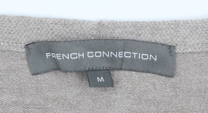 French Connection Women's Beige V-Neck 3/4 Sleeve Knit Jumper M