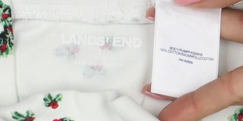 Lands' End Womens White Christmas Wreath Cotton Roll Neck Long Sleeve Top Size L