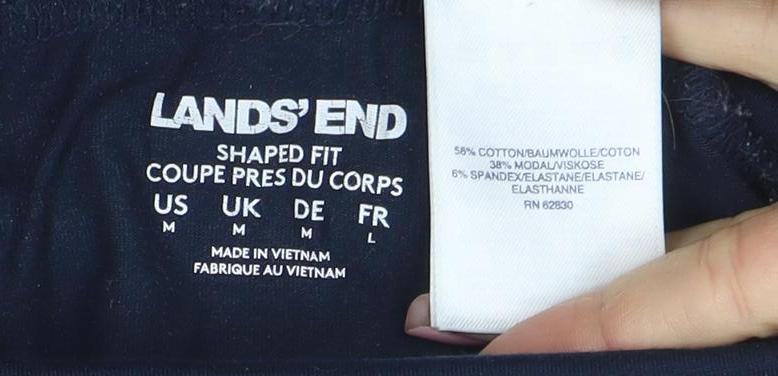 Lands' End Women's Blue Roll Neck Long Sleeve Stretch Top Size M